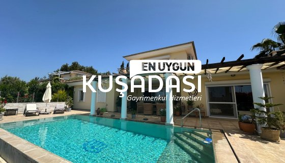 KUŞADASINDA SATILIK 1100 m² ARSA İÇİNDE ÖZEL HAVUZLU DENİZ MANZARALI VİLLA
